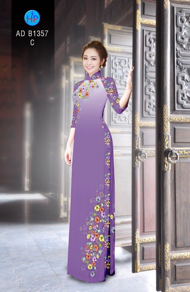 Vải áo dài hoa trên dưới AD B1357 - Ảnh 11