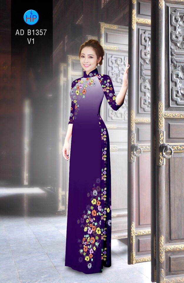 Vải áo dài hoa trên dưới AD B1357