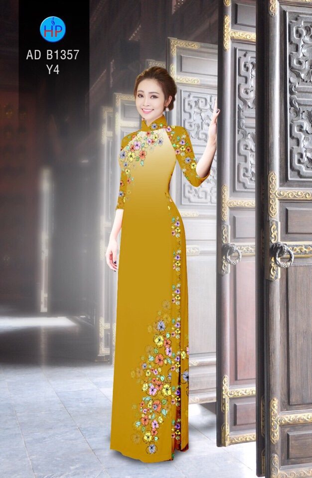 Vải áo dài hoa trên dưới AD B1357 - Ảnh 7