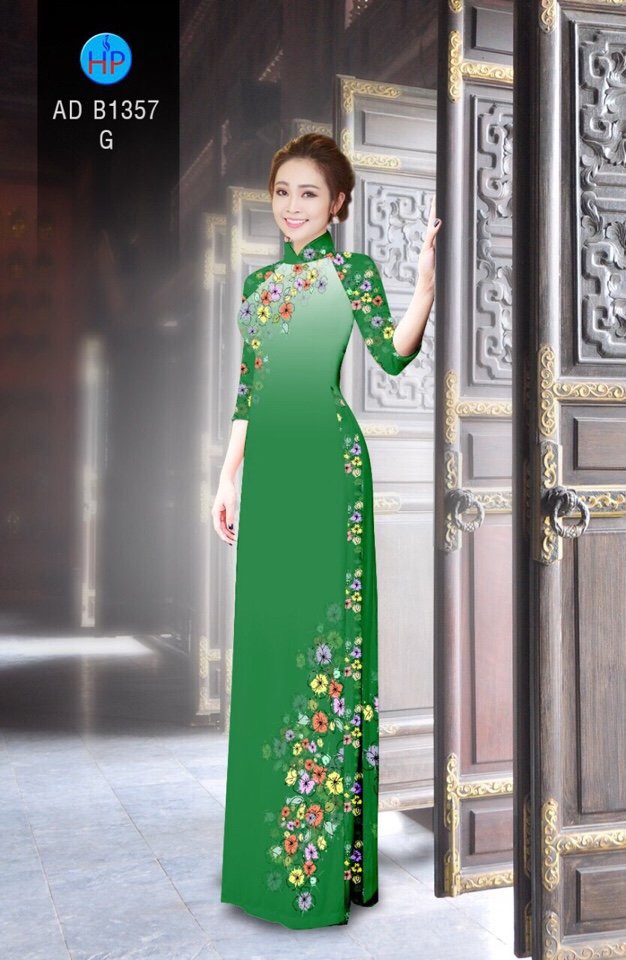 Vải áo dài hoa trên dưới AD B1357 - Ảnh 3