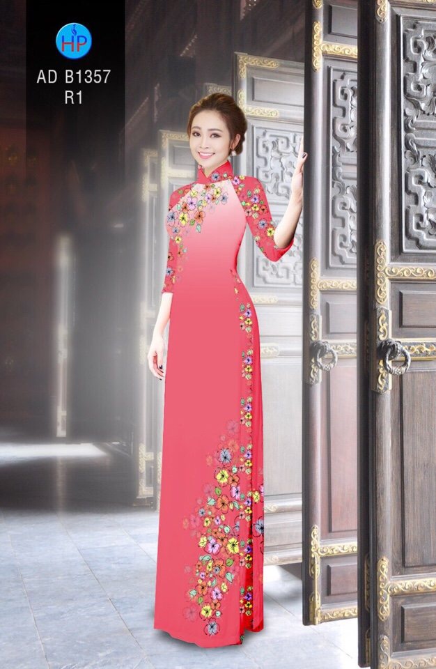 Vải áo dài hoa trên dưới AD B1357 - Ảnh 2
