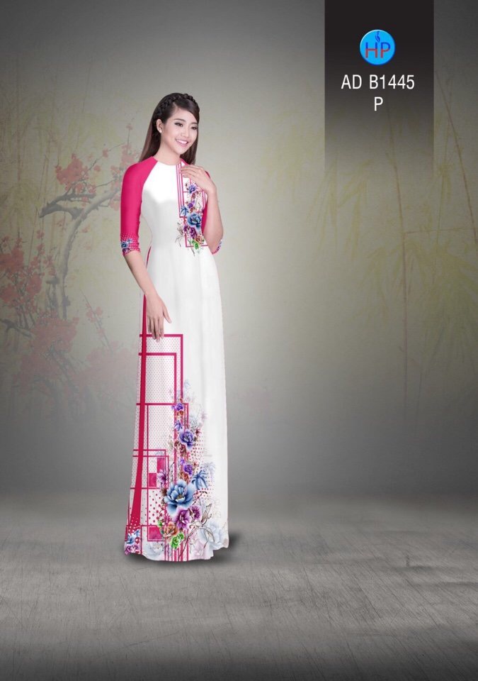 Vải áo dài hoa trên dưới AD B1445
