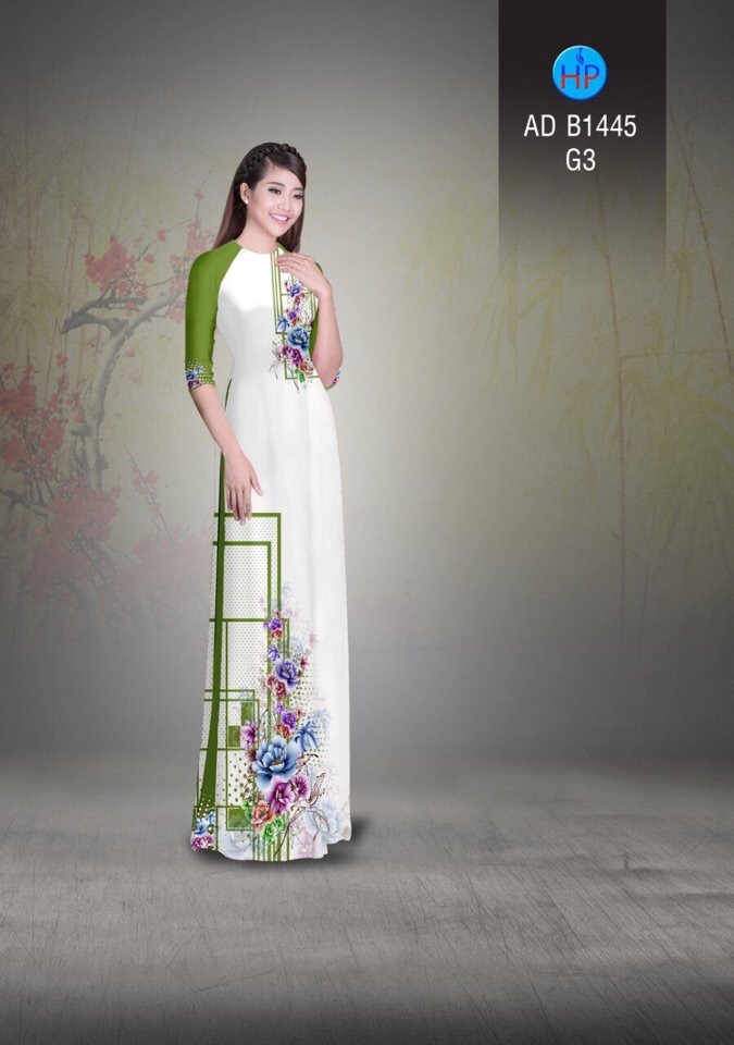 Vải áo dài hoa trên dưới AD B1445 - Ảnh 8