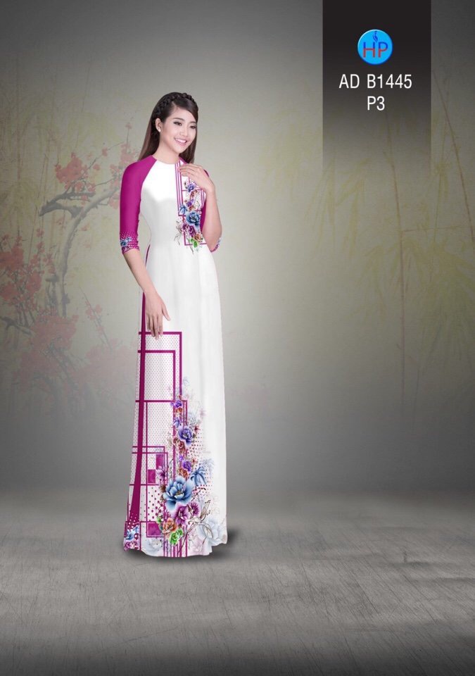 Vải áo dài hoa trên dưới AD B1445 - Ảnh 7