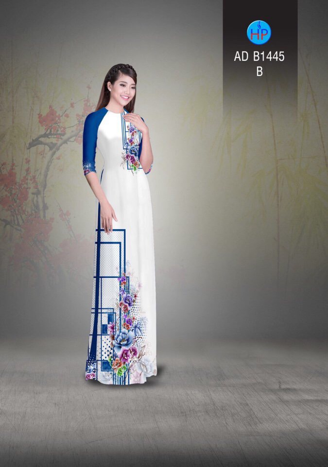 Vải áo dài hoa trên dưới AD B1445 - Ảnh 6