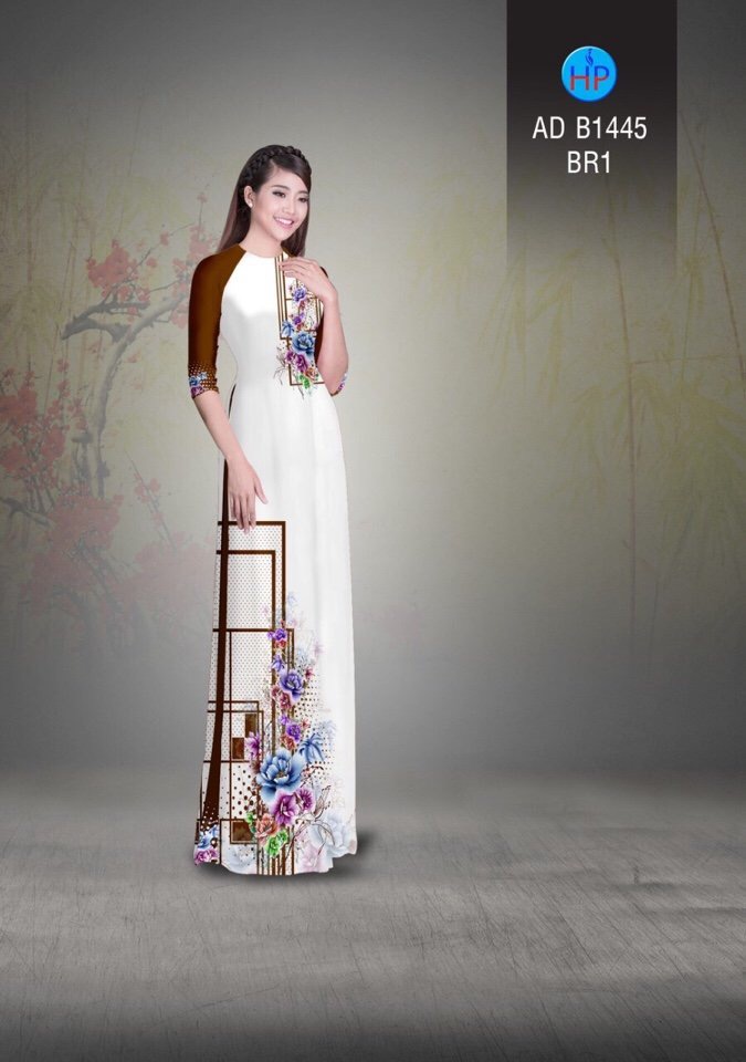 Vải áo dài hoa trên dưới AD B1445 - Ảnh 4