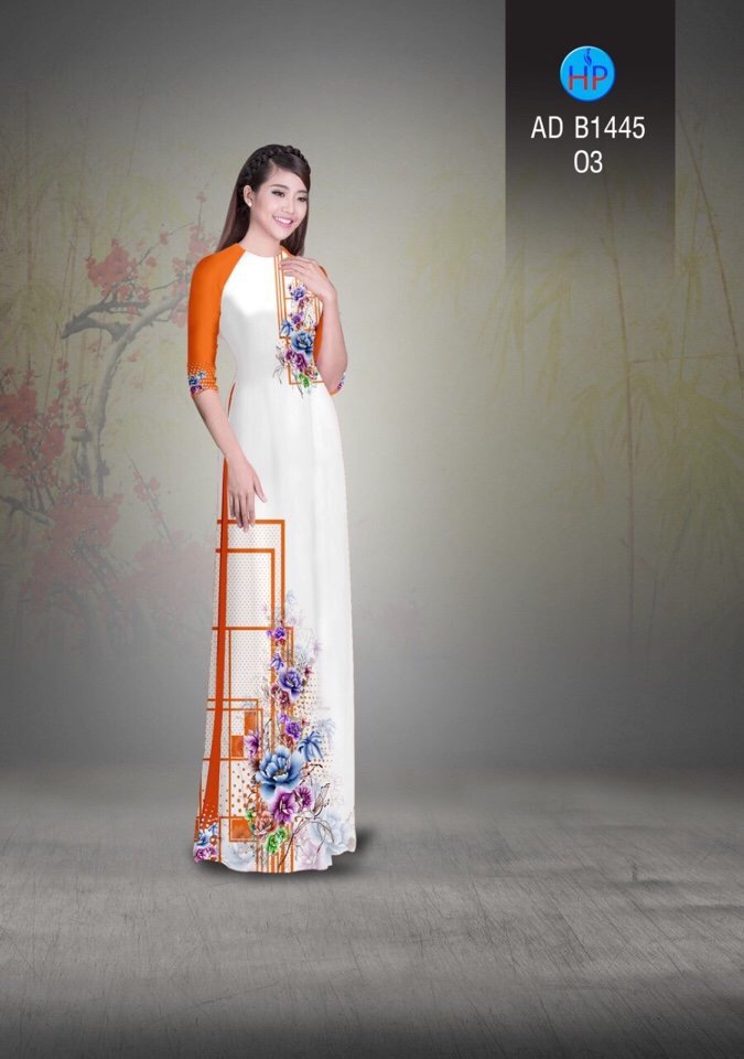 Vải áo dài hoa trên dưới AD B1445 - Ảnh 2