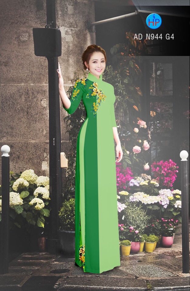Vải áo dài hoa 3d AD N944 - Ảnh 3