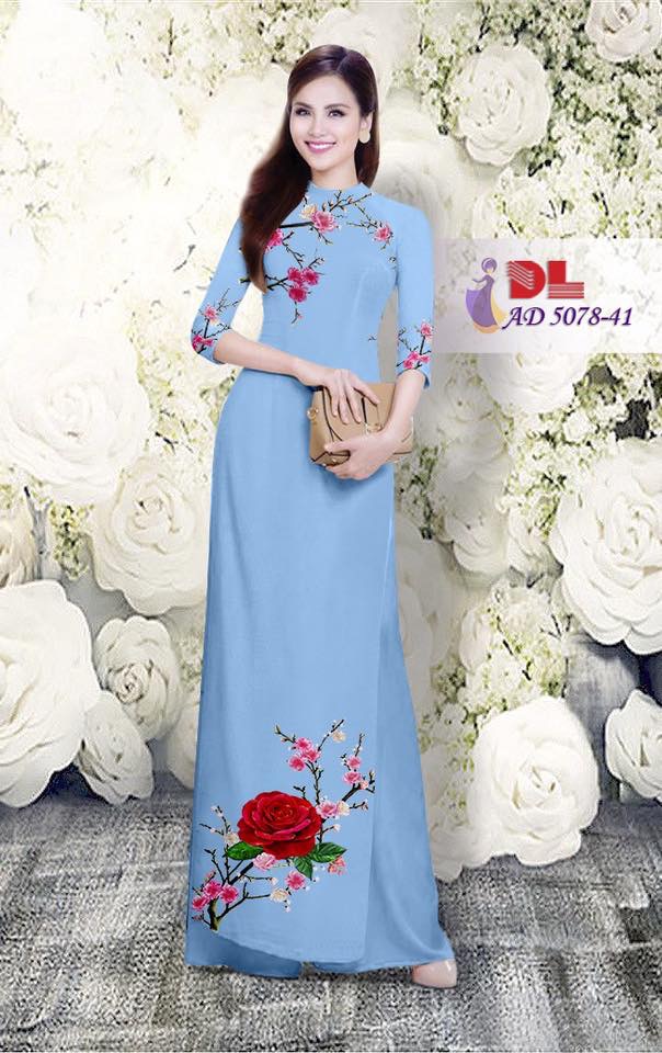Vải áo dài hoa hồng DLAD-5078 - Ảnh 42