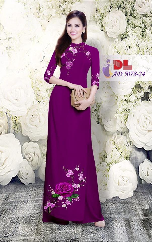 Vải áo dài hoa hồng DLAD-5078 - Ảnh 34