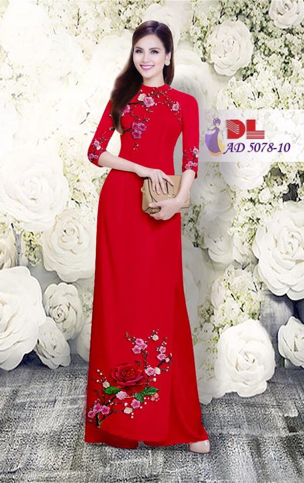 Vải áo dài hoa hồng DLAD-5078 - Ảnh 19