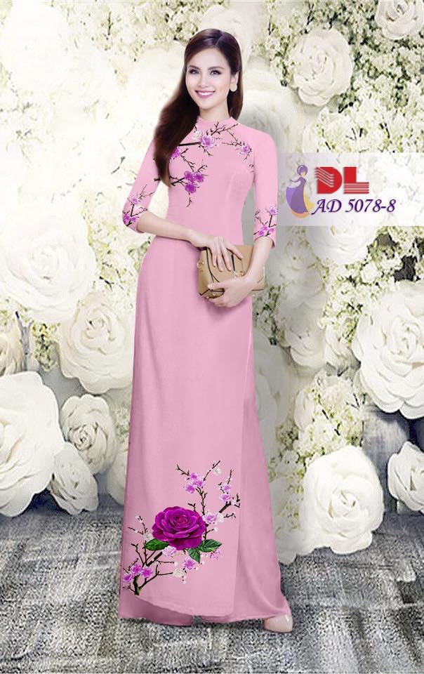 Vải áo dài hoa hồng DLAD-5078 - Ảnh 16