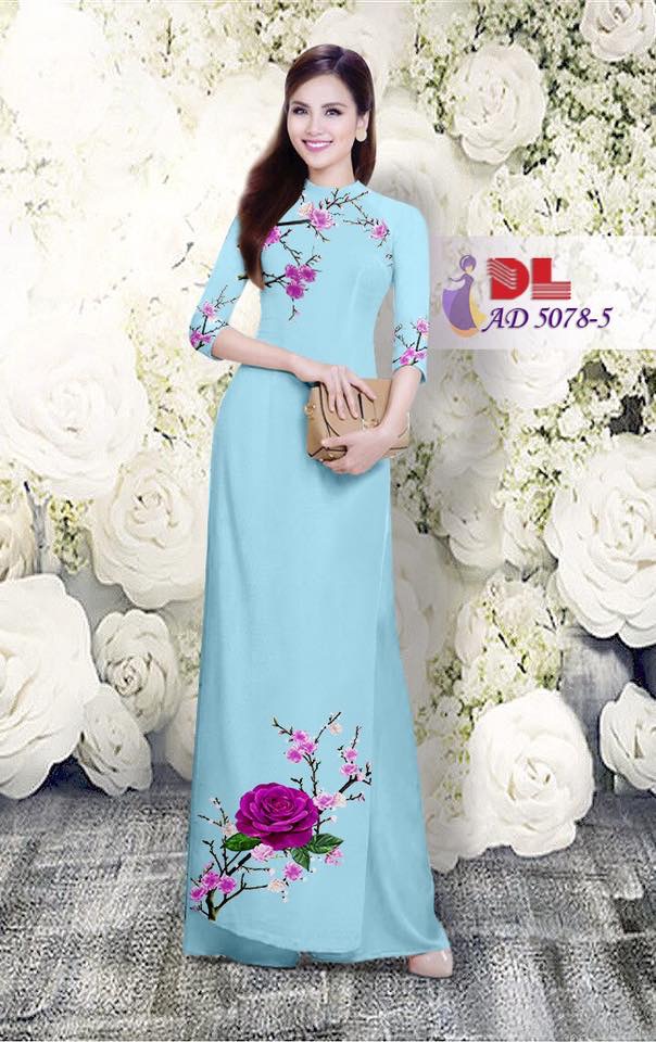 Vải áo dài hoa hồng DLAD-5078 - Ảnh 13