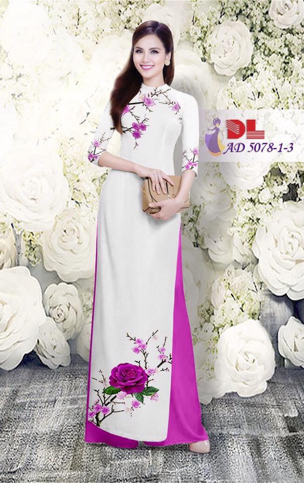 Vải áo dài hoa hồng DLAD-5078 - Ảnh 9