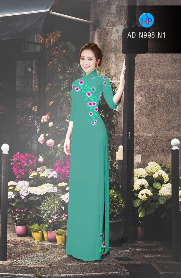 Vải áo dài hoa 3d AD N998 - Ảnh 12