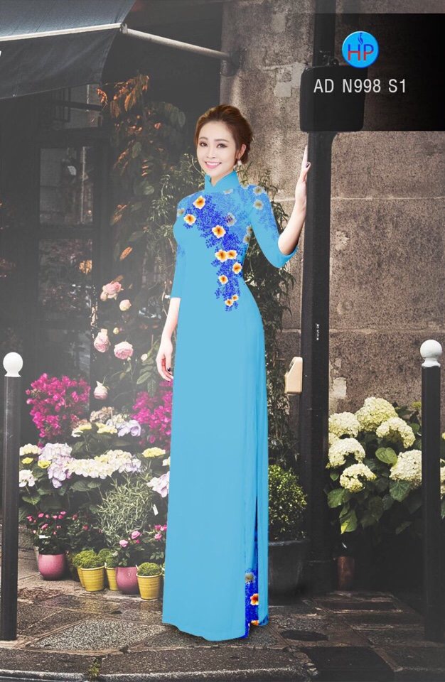 Vải áo dài hoa 3d AD N998 - Ảnh 5