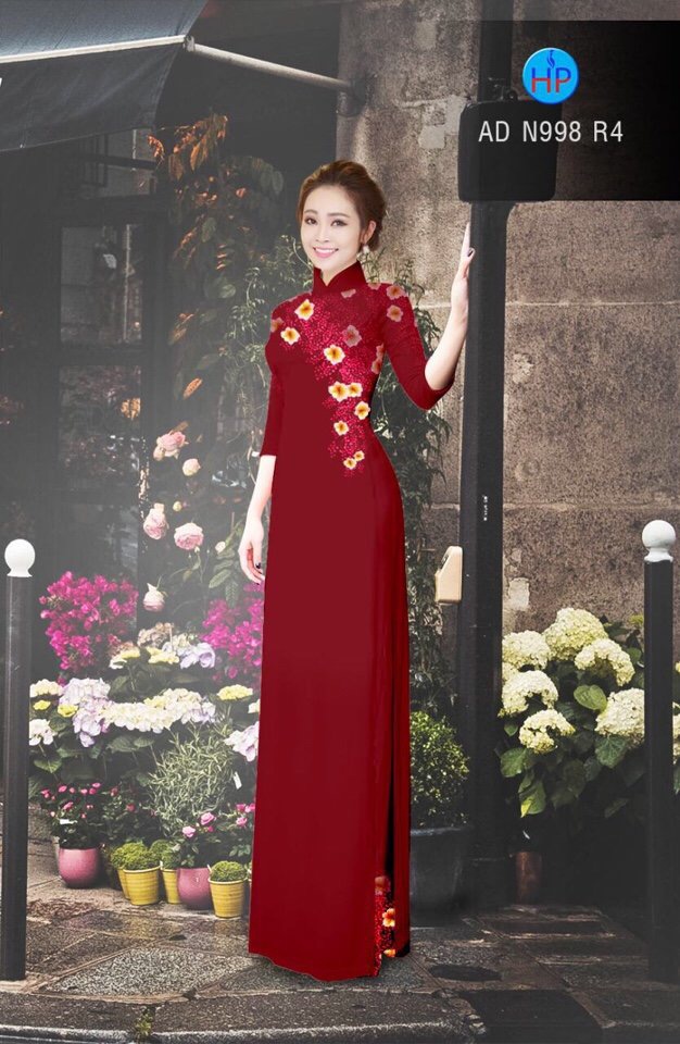 Vải áo dài hoa 3d AD N998 - Ảnh 4