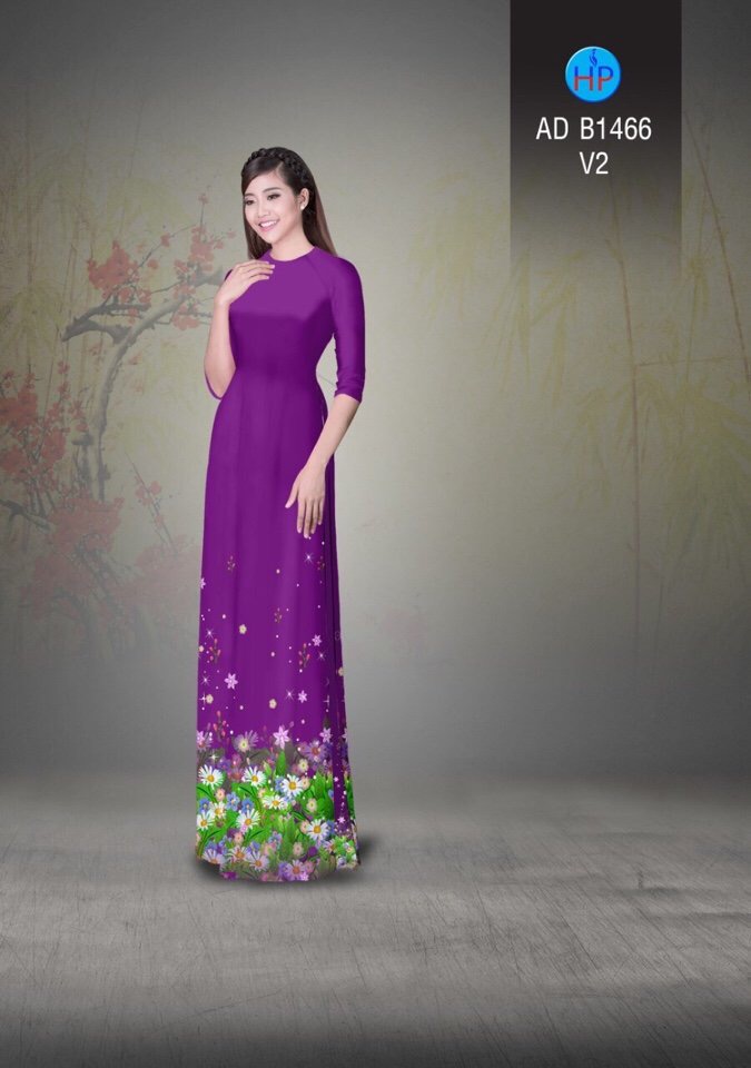 Vải áo dài hoa cúc AD B1466 - Ảnh 11