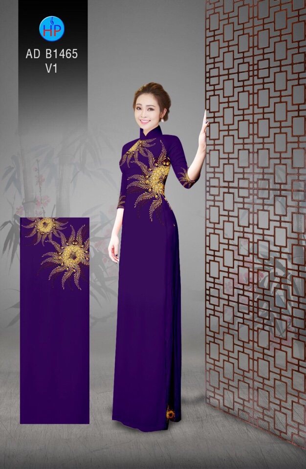 Vải áo dài hoa ngay eo AD B1465