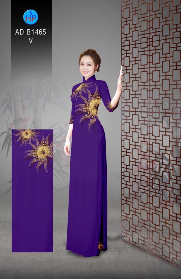 Vải áo dài hoa ngay eo AD B1465 - Ảnh 3