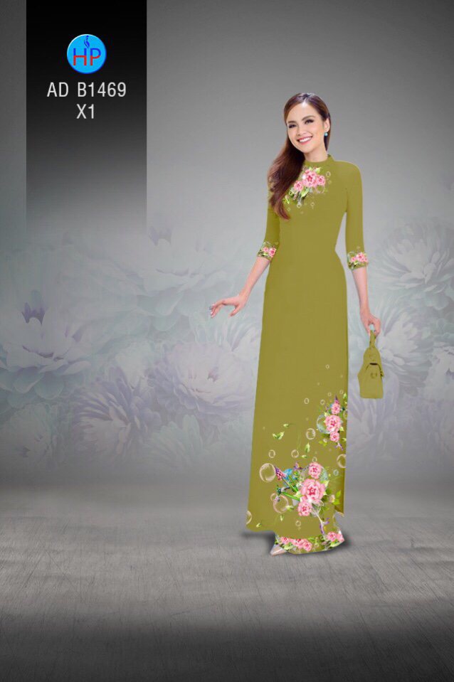Vải áo dài hoa trên dưới AD B1469 - Ảnh 5