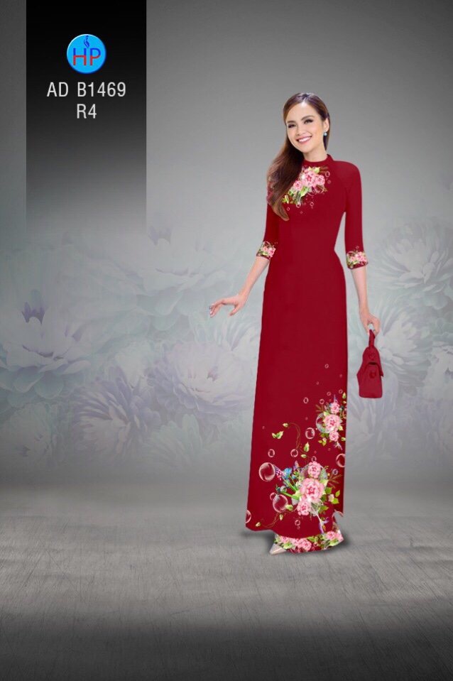 Vải áo dài hoa trên dưới AD B1469
