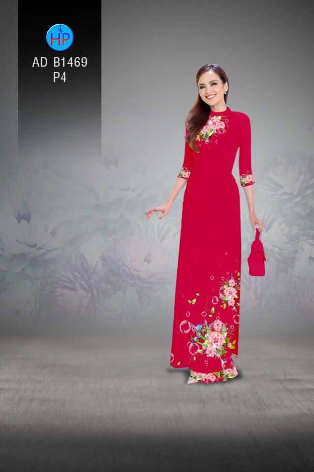 Vải áo dài hoa trên dưới AD B1469 - Ảnh 3