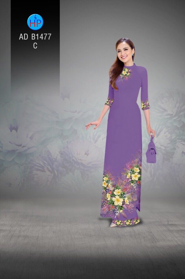 Vải áo dài hoa trên dưới AD B1477 - Ảnh 13