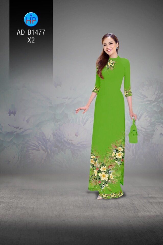 Vải áo dài hoa trên dưới AD B1477 - Ảnh 2