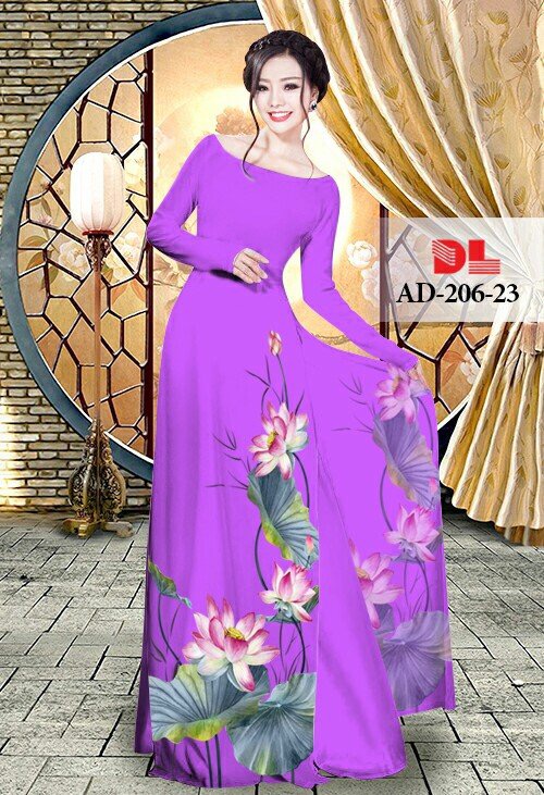 Vải áo dài hoa sen DLAD-206 - Ảnh 22