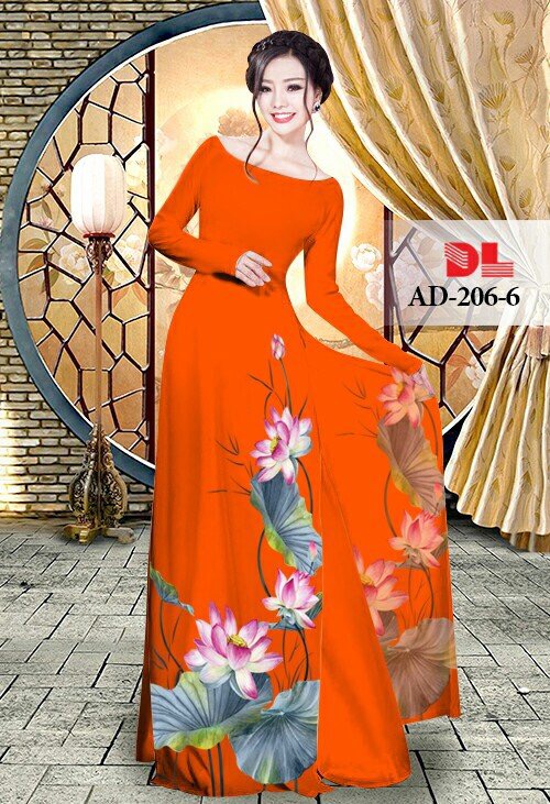 Vải áo dài hoa sen DLAD-206 - Ảnh 6