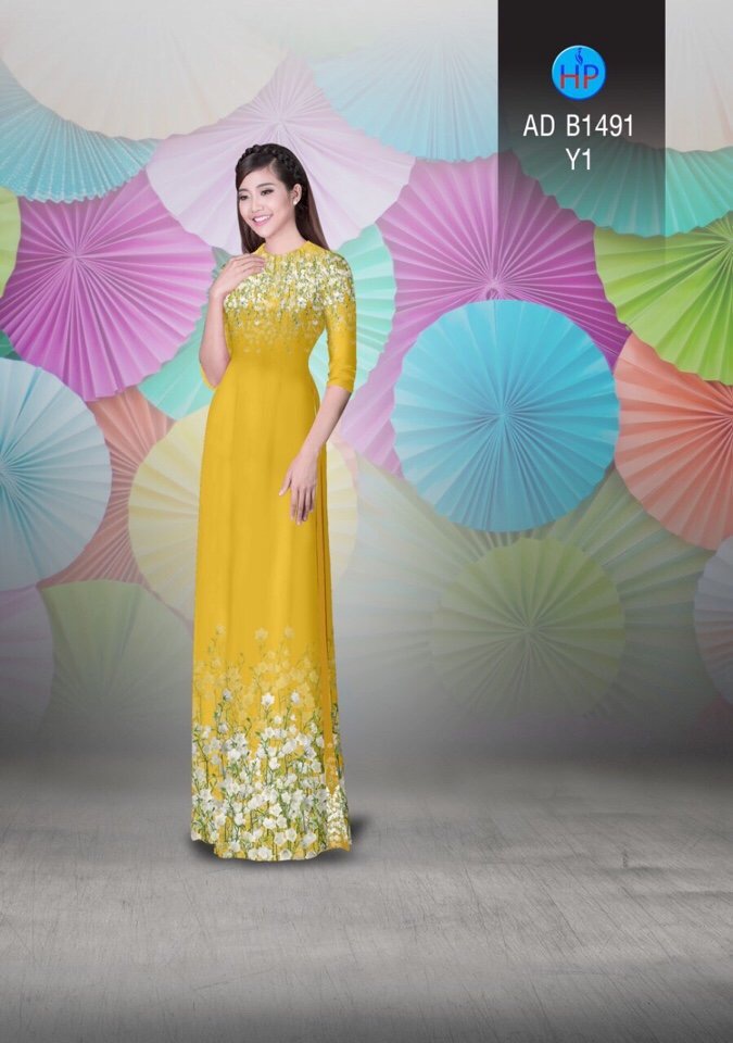 Vải áo dài hoa trên dưới AD B1491 - Ảnh 12