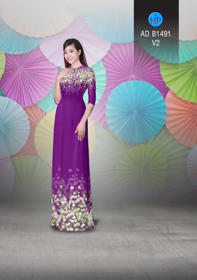 Vải áo dài hoa trên dưới AD B1491 - Ảnh 11