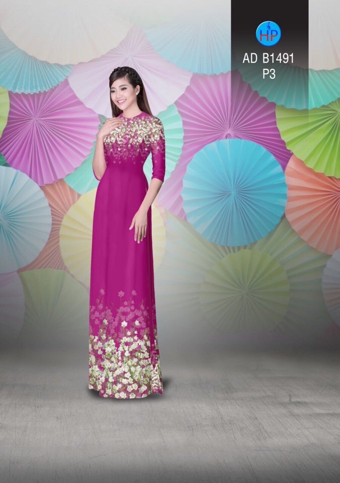 Vải áo dài hoa trên dưới AD B1491 - Ảnh 10