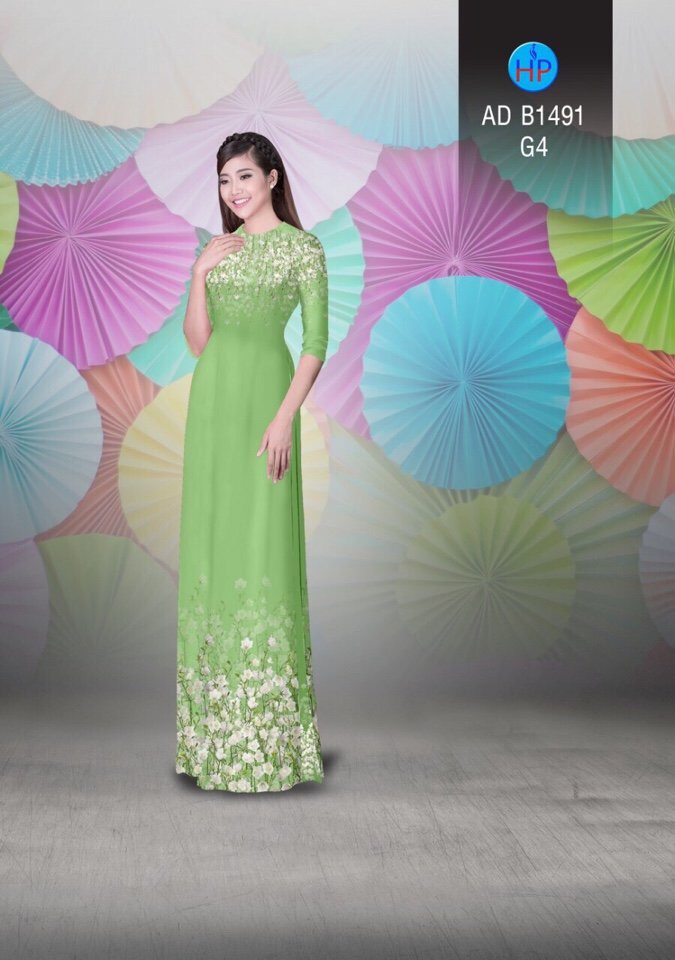 Vải áo dài hoa trên dưới AD B1491 - Ảnh 9