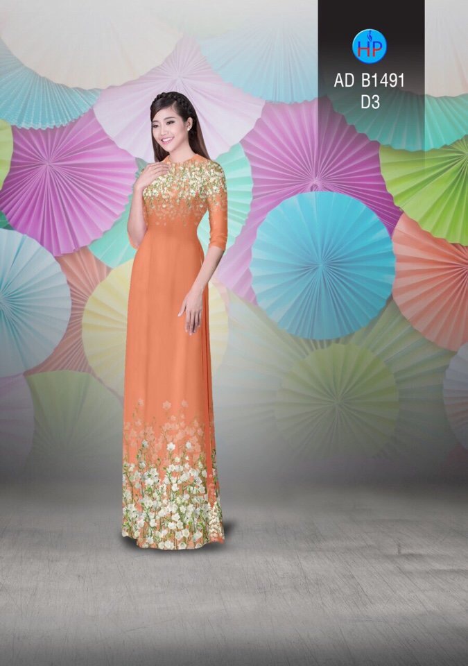 Vải áo dài hoa trên dưới AD B1491