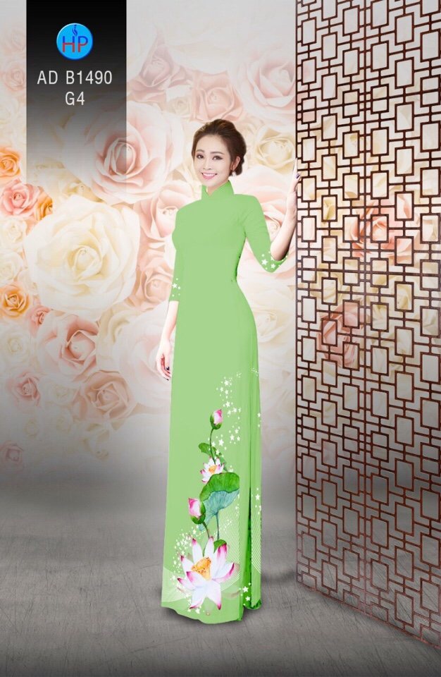 Vải áo dài hoa sen AD B1490 - Ảnh 15
