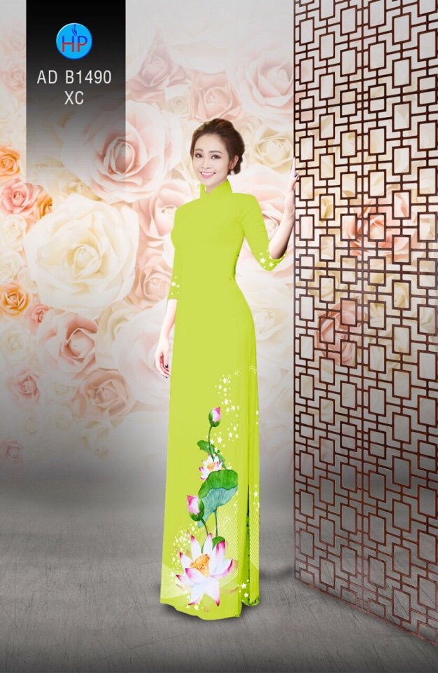 Vải áo dài hoa sen AD B1490 - Ảnh 10