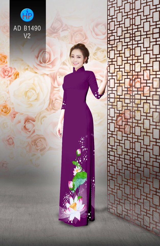 Vải áo dài hoa sen AD B1490 - Ảnh 6
