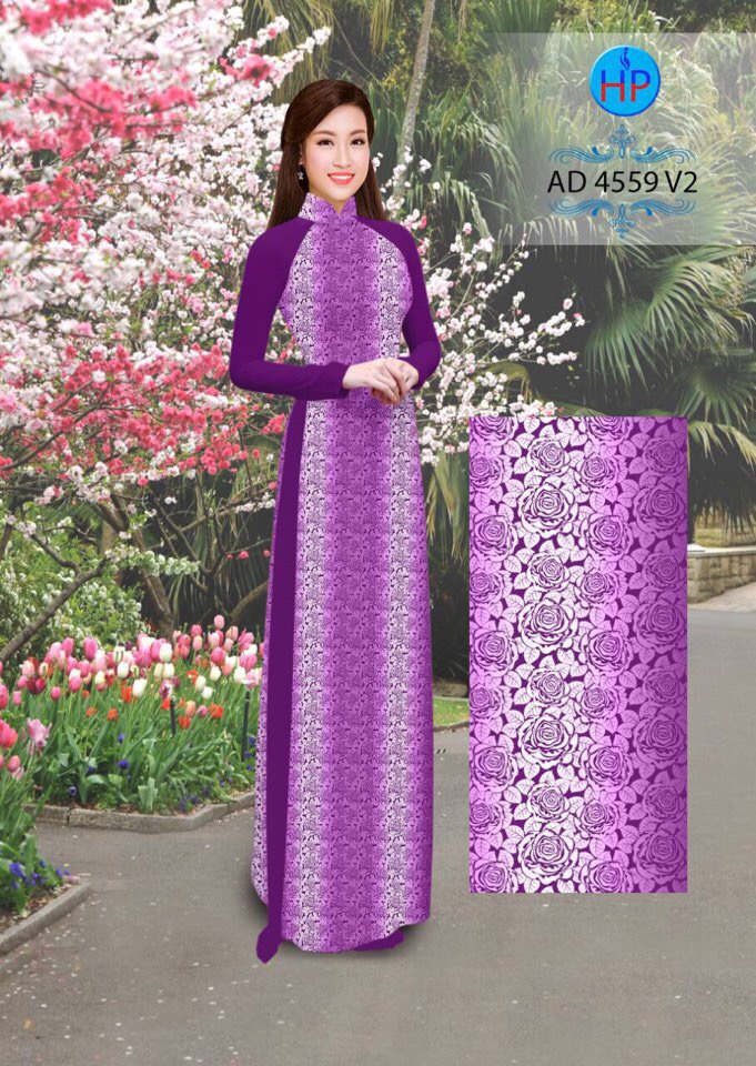 Vải áo dài hoa nguyên áo AD 4559 - Ảnh 11