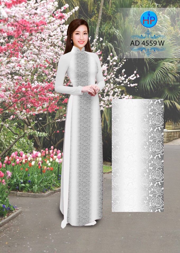 Vải áo dài hoa nguyên áo AD 4559 - Ảnh 10