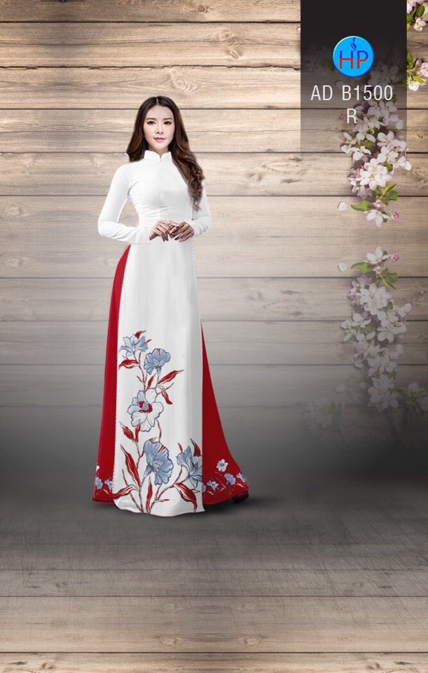 Vải áo dài hoa vẽ 3D AD B1500