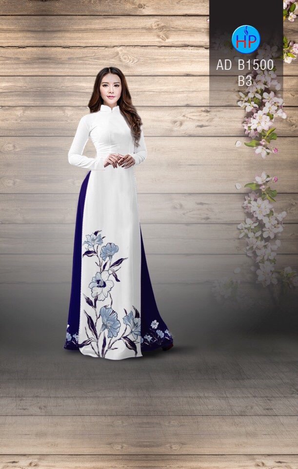 Vải áo dài hoa vẽ 3D AD B1500 - Ảnh 10