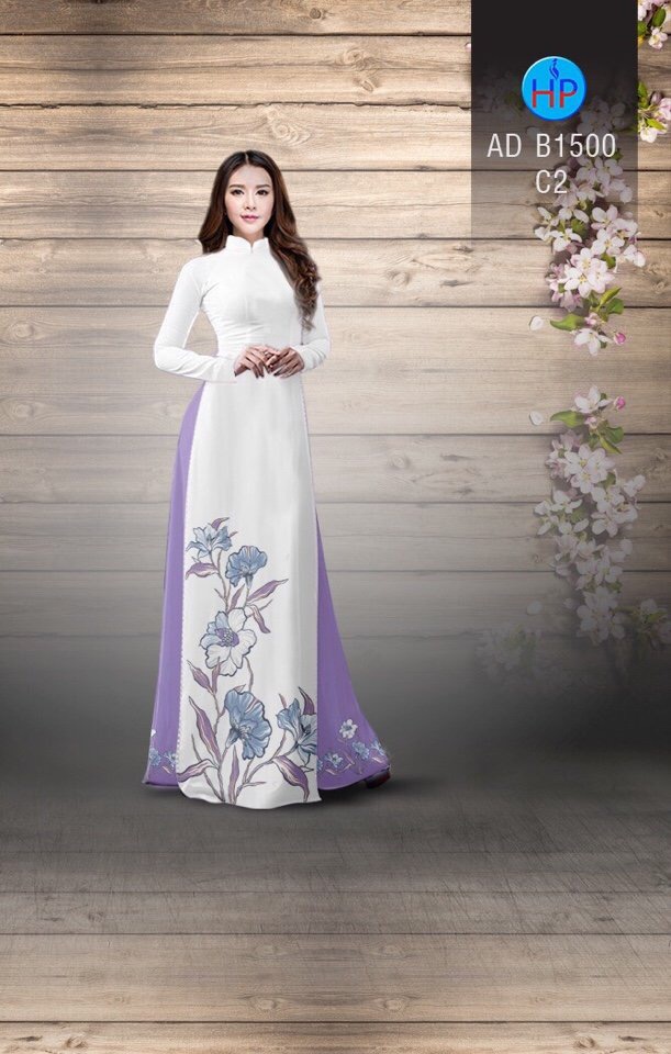 Vải áo dài hoa vẽ 3D AD B1500 - Ảnh 6