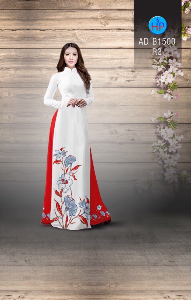 Vải áo dài hoa vẽ 3D AD B1500 - Ảnh 3
