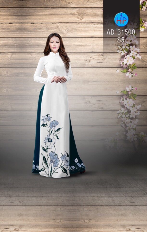 Vải áo dài hoa vẽ 3D AD B1500 - Ảnh 2