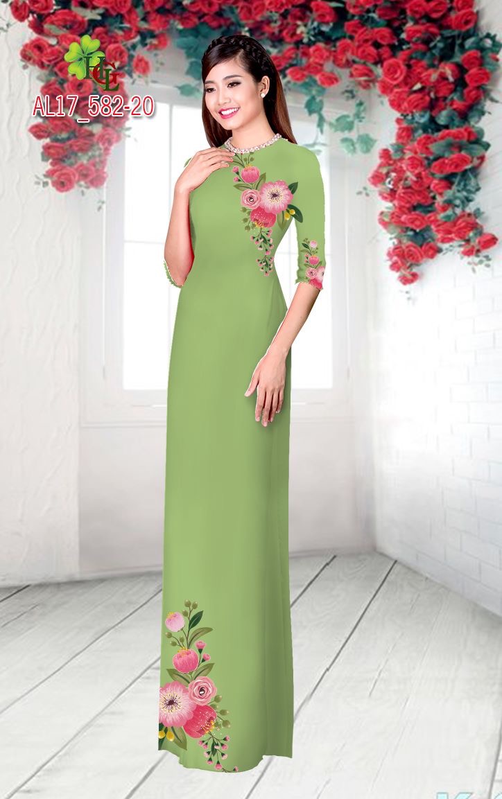 Vải áo dài hoa trên dưới AL17 - 582 - Ảnh 5