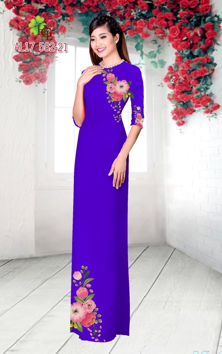 Vải áo dài hoa trên dưới AL17 - 582 - Ảnh 4