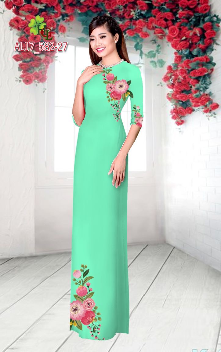 Vải áo dài hoa trên dưới AL17 - 582 - Ảnh 2