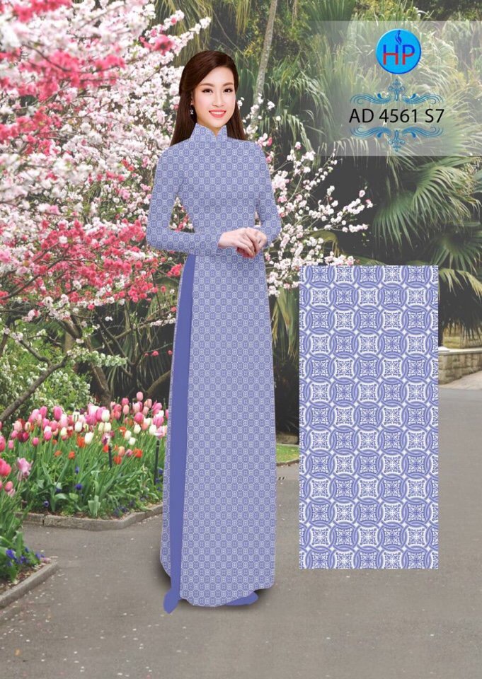 Vải áo dài hoa văn nguyên áo AD 4561 - Ảnh 12